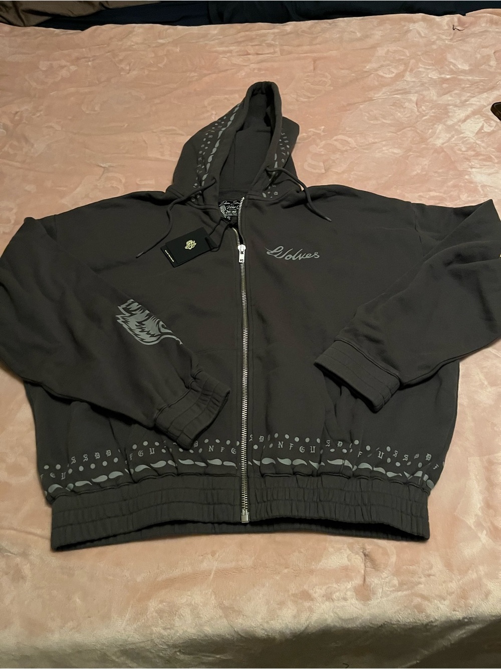 Darc Sport Black Zip-Up Hoodie with Gray Printed Accents